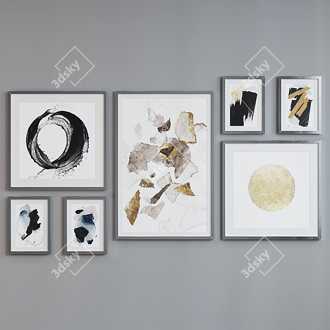 Modern Abstract Picture Frame Set 3D model image 2