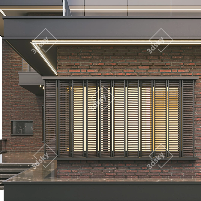 Modern Brick Villa 01 - Spacious Duplex with Roof Garden 3D model image 2