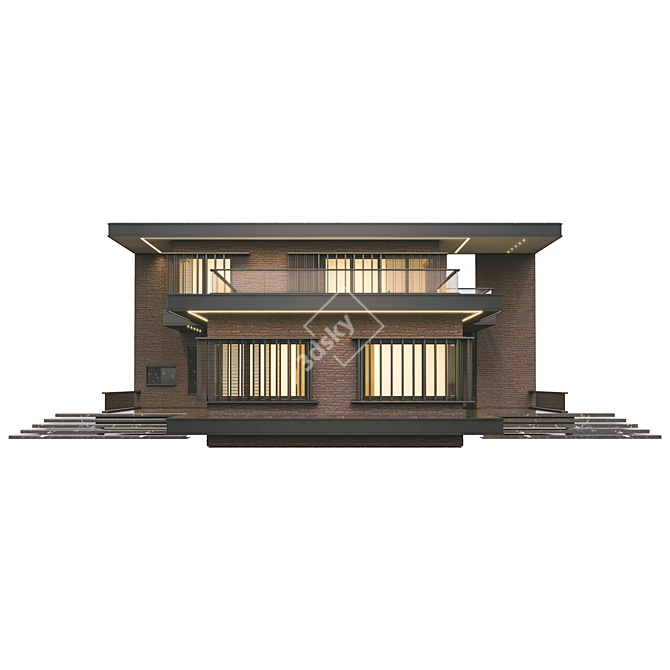 Modern Brick Villa 01 - Spacious Duplex with Roof Garden 3D model image 4