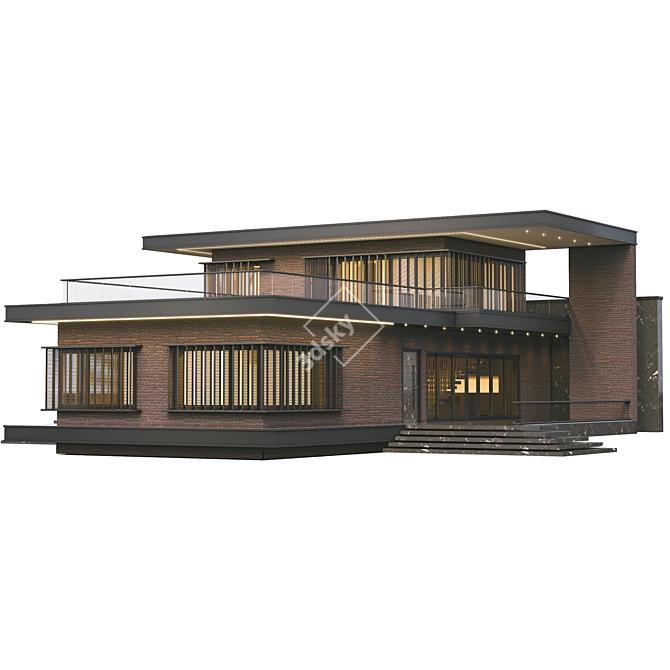 Modern Brick Villa 01 - Spacious Duplex with Roof Garden 3D model image 5