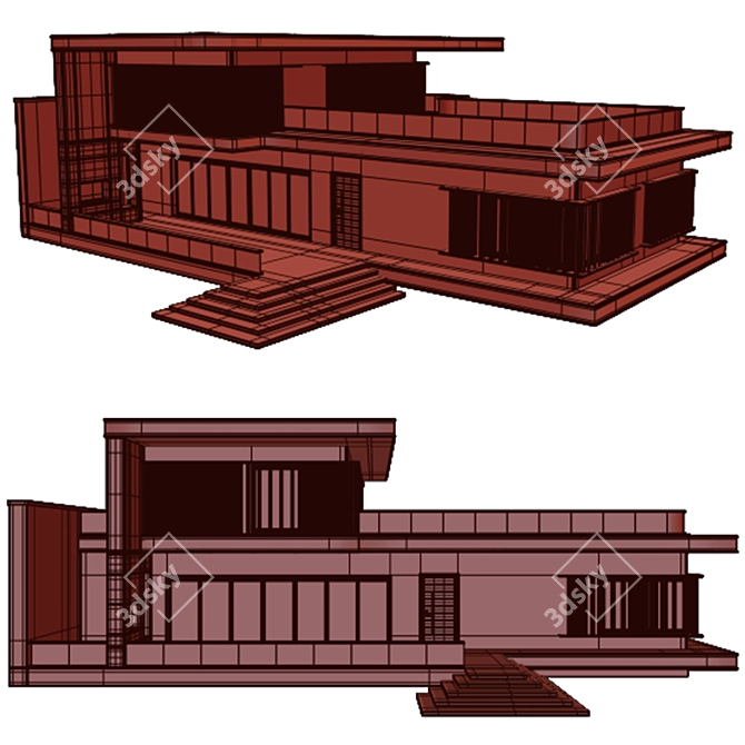 Modern Brick Villa 01 - Spacious Duplex with Roof Garden 3D model image 7