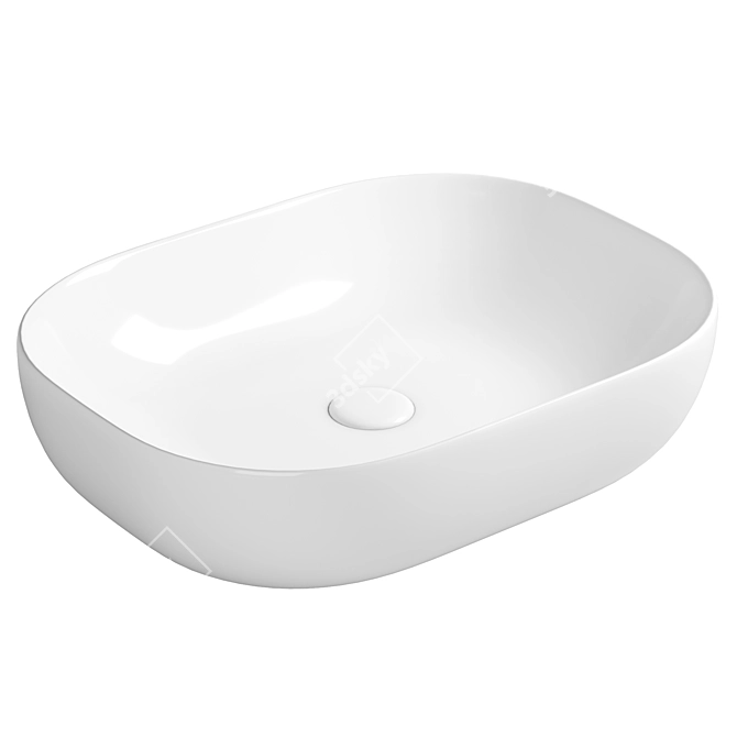Modern White Countertop Washbasin 3D model image 1