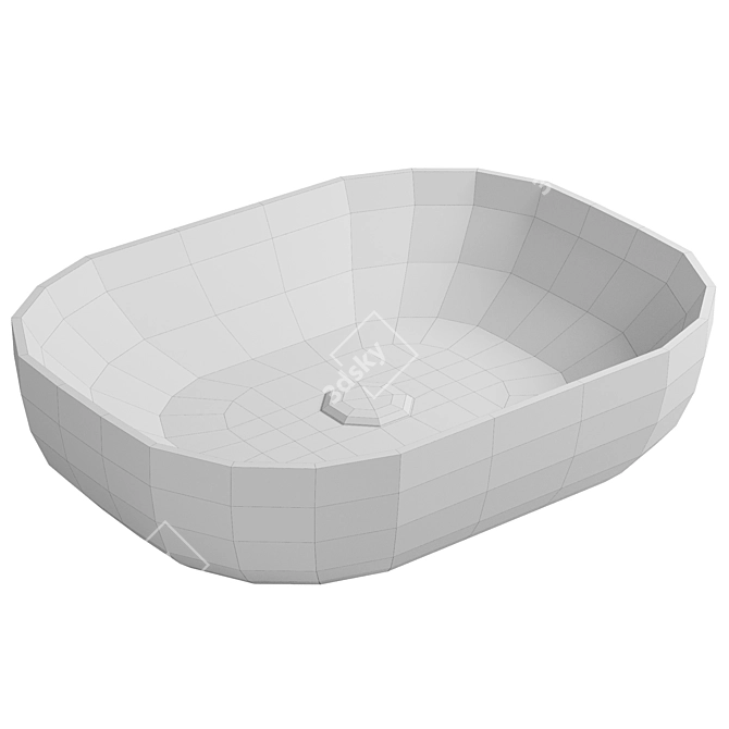 Modern White Countertop Washbasin 3D model image 2