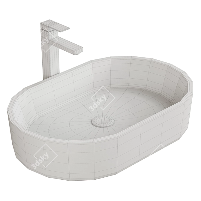 Elegant Oval Ceramic Washbasin 3D model image 2