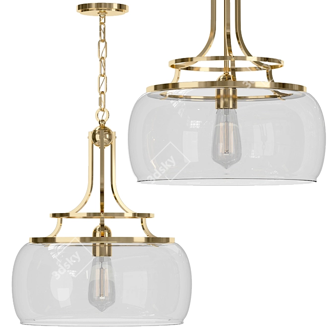 Modern Farmhouse Brass Pendant Light 3D model image 1