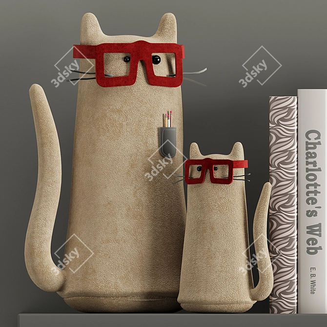 Girl's Decor Set: Toys and Books 3D model image 3