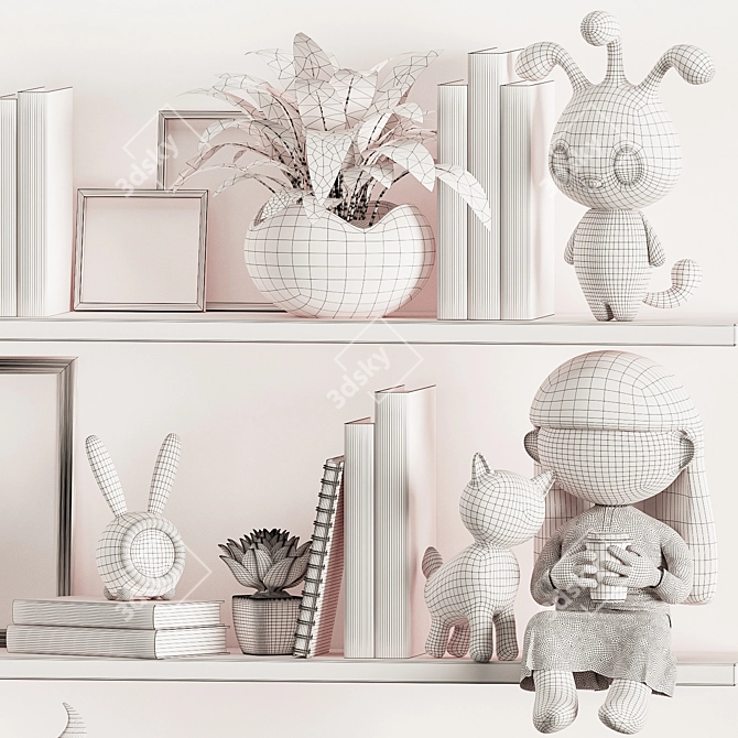 Girl's Decor Set: Toys and Books 3D model image 6