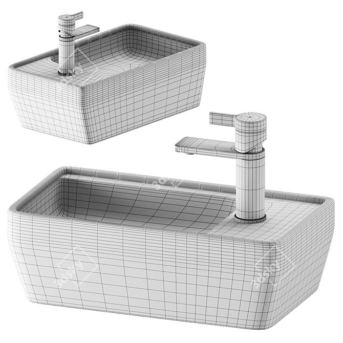 Elegant D-NEO Handrinse Basin 3D model image 4