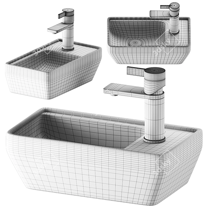 Elegant D-NEO Handrinse Basin 3D model image 7