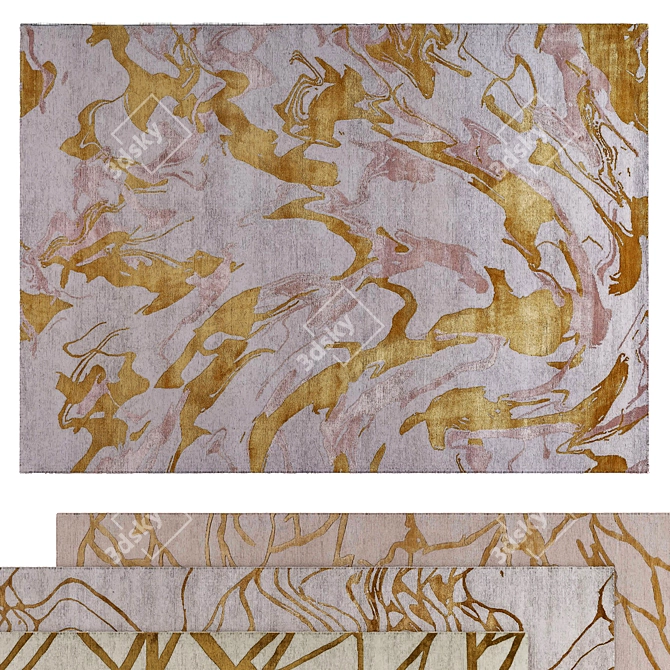 Luxury Gold Rugs for Elegant Décor 3D model image 2