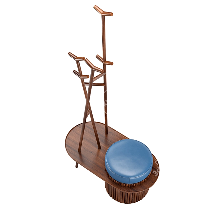 Walnut Wood Barlow Coat Hanger 3D model image 4