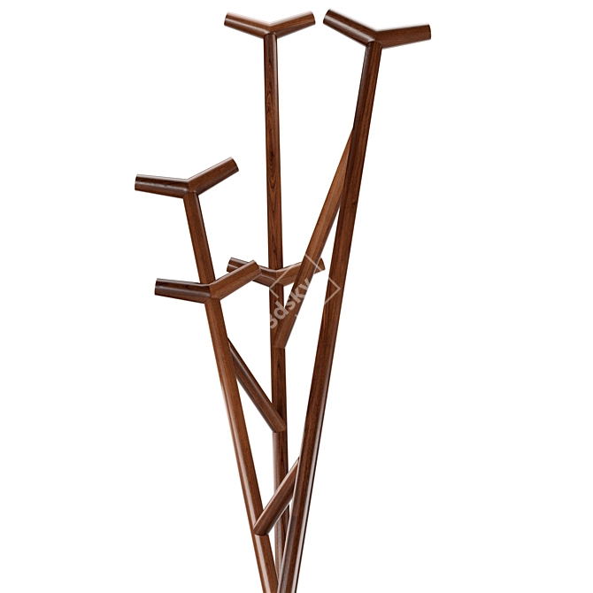 Walnut Wood Barlow Coat Hanger 3D model image 5