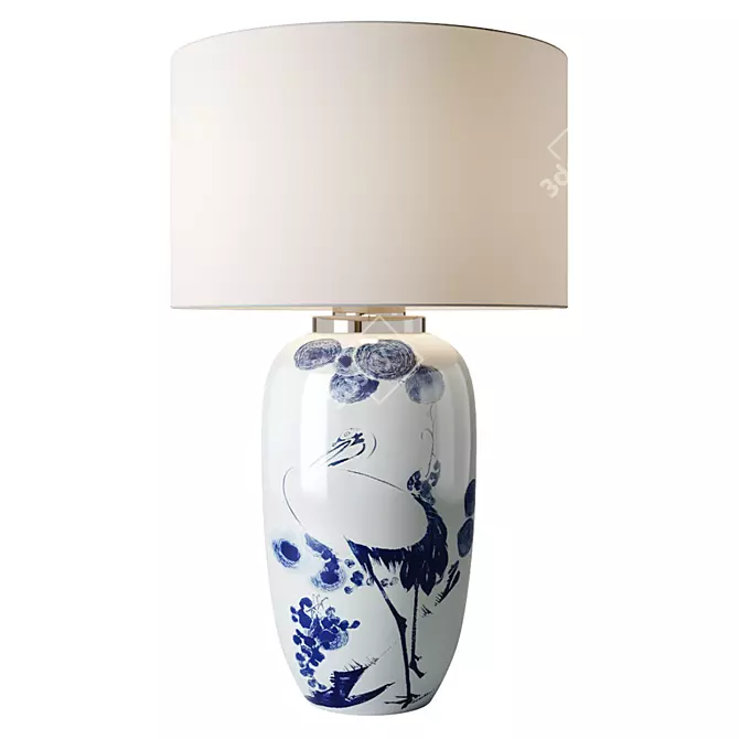 Exquisite Chinoiserie Ceramic Lamp 3D model image 1