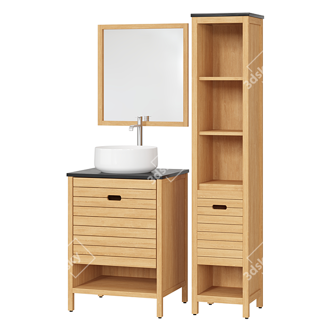 La Redoute Saturne Acacia Bathroom Set 3D model image 3