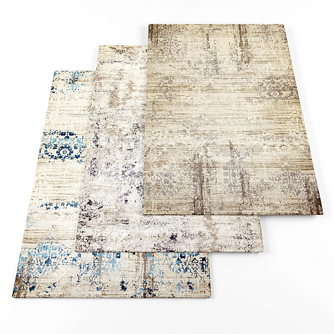 Modern Rugs Bundle: 5 Textured Pieces 3D model image 1