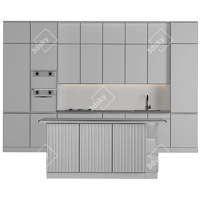 Sleek Modern Kitchen Setup 3D model image 4