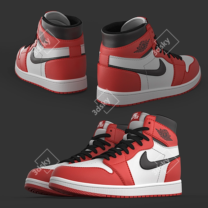 Nike Jordan- High Detail Sneakers 3D model image 3