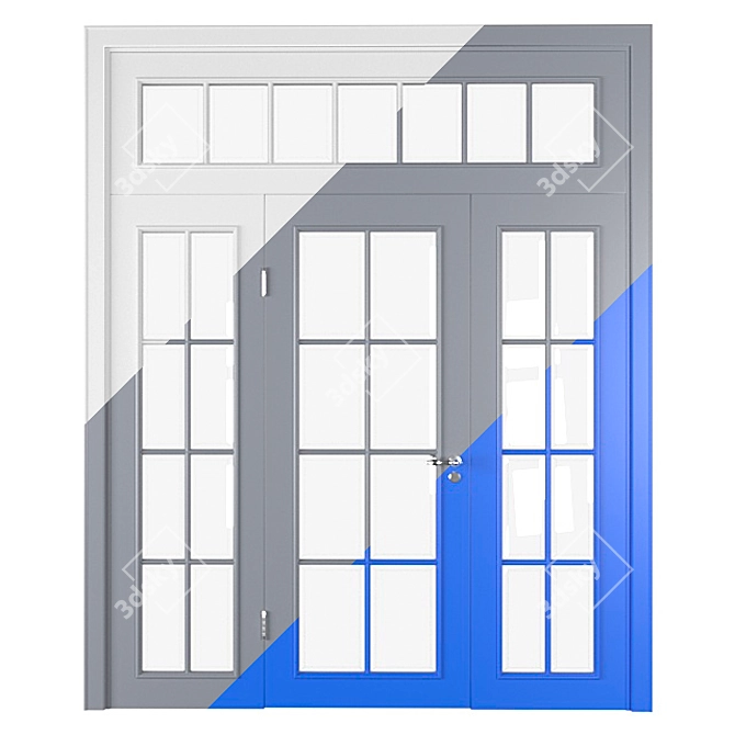 Modern Door Partition: White, Gray, Blue 3D model image 1