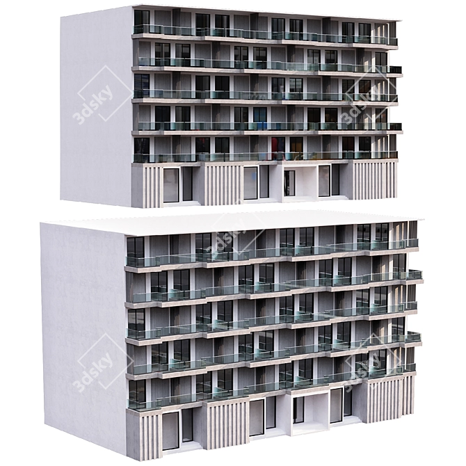 Elegant Residential Building with Detailed Facade 3D model image 4