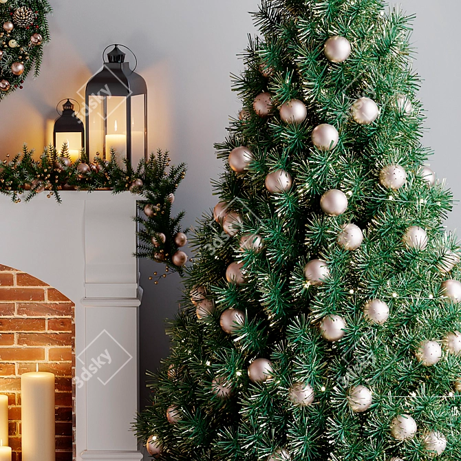 Festive Christmas Tree Decor Set 3D model image 8
