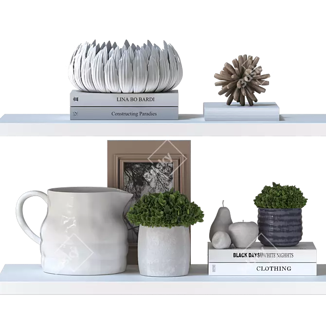 Elegant White Decor Set 3D model image 3