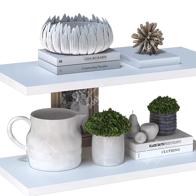 Elegant White Decor Set 3D model image 4