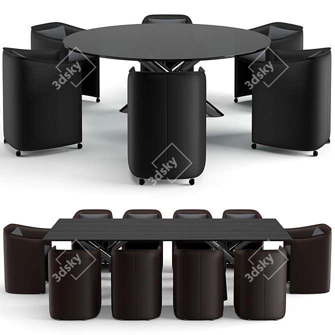 Modern Minotti Dining Set with Van Dyck Table and Case Chairs 3D model image 1