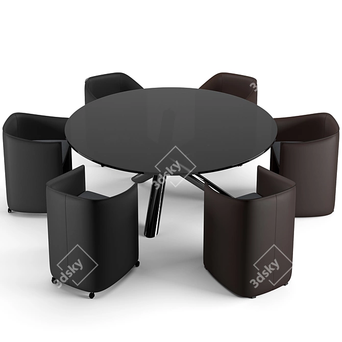 Modern Minotti Dining Set with Van Dyck Table and Case Chairs 3D model image 4