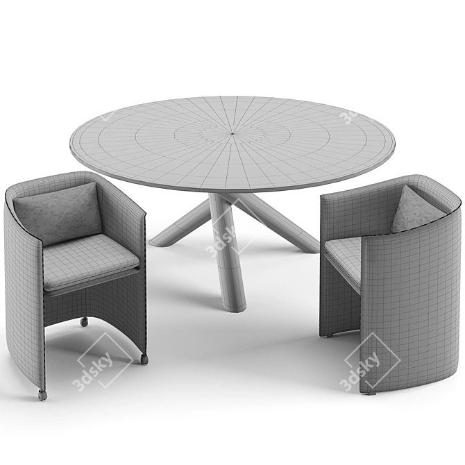 Modern Minotti Dining Set with Van Dyck Table and Case Chairs 3D model image 5