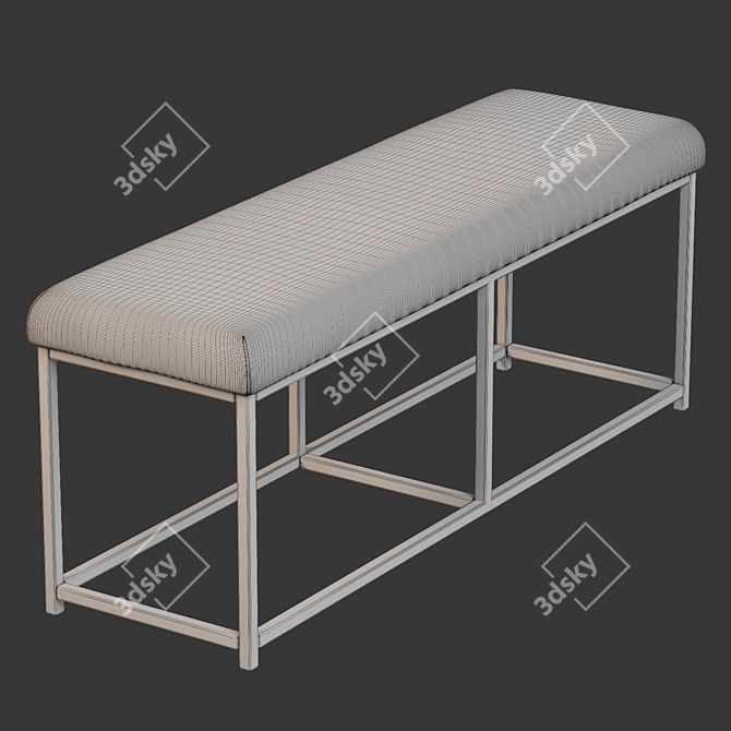 Industrial-style Upholstered Bench - Hiba 3D model image 3