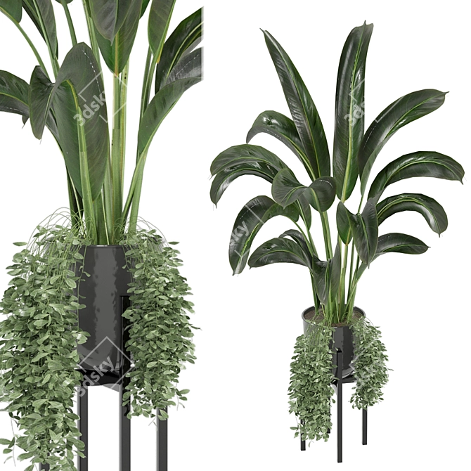 Ferm Living Bau Pot Large with Indoor Plants 3D model image 2