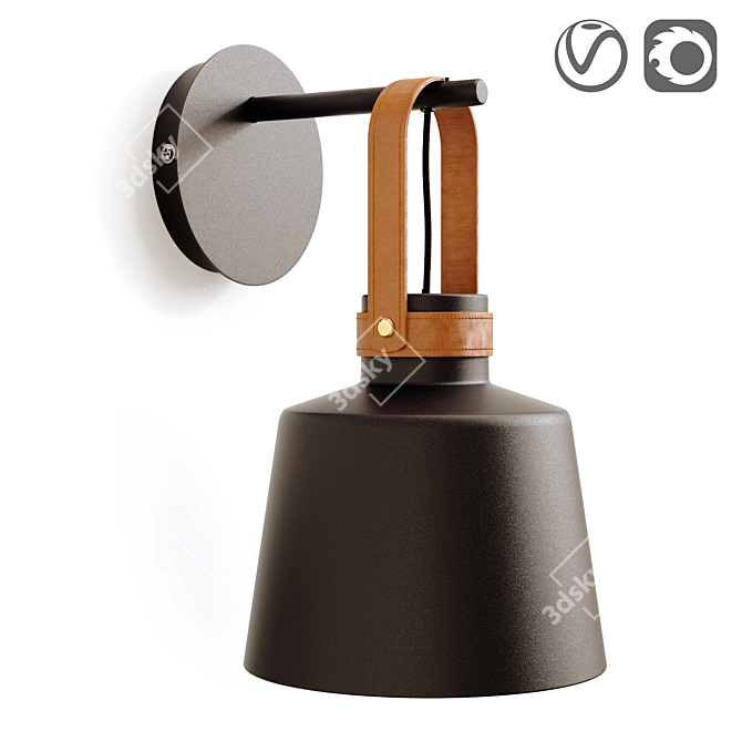 Sleek Metal Wall Lamp: Oda 3D model image 1