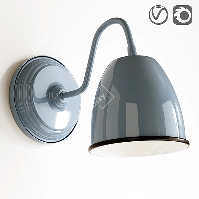Aubry Gaspard Blue Metal Wall Lamp 3D model image 4