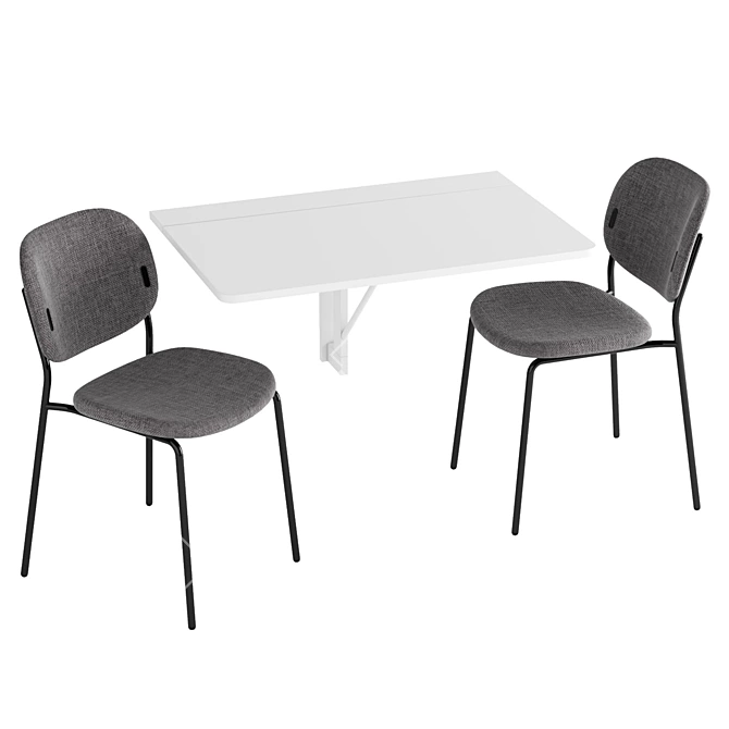 Space-Saving Connubia QUADRO Table with Stylish YO! Chair 3D model image 2