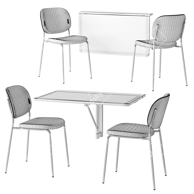 Space-Saving Connubia QUADRO Table with Stylish YO! Chair 3D model image 6