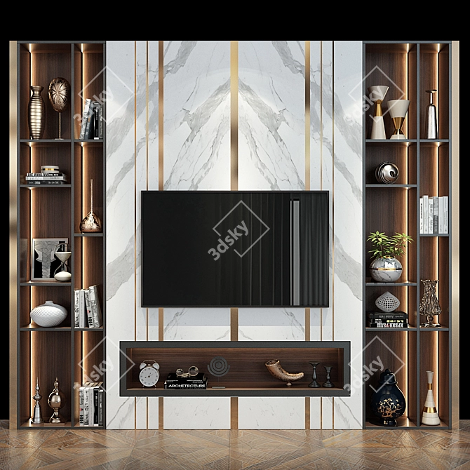 Modern TV Wall Set 292 3D model image 1