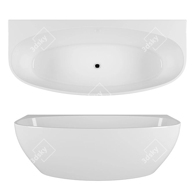 Elegant Oval Freestanding Bathtub 3D model image 1