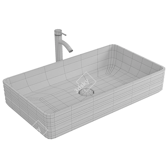 Modern White Countertop Washbasin 3D model image 2