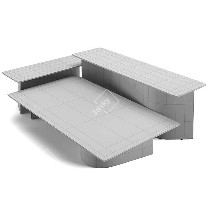 Modern Aluminum Minotti Bender Coffee Table Set 3D model image 7