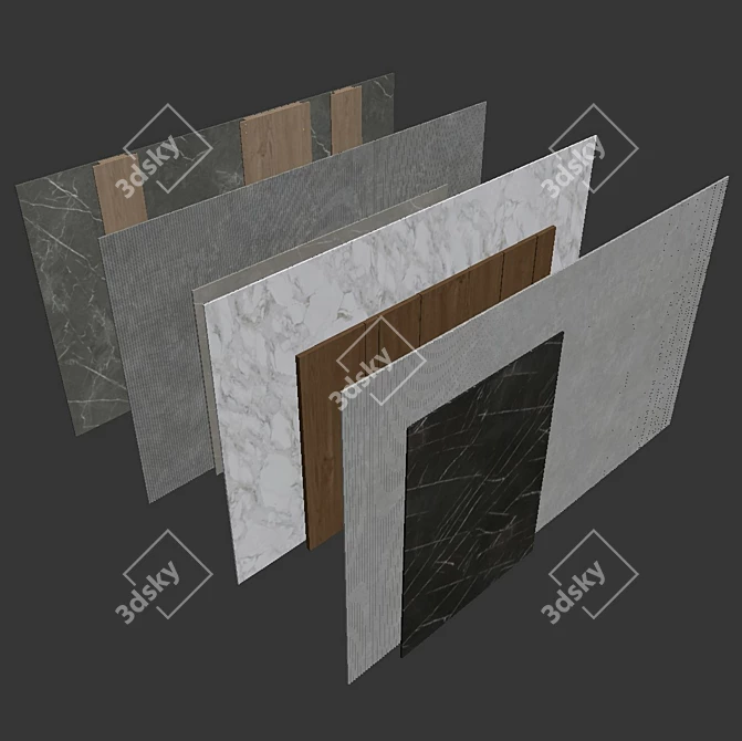 Decorative Wall Panel Set - Elegant 3D Design 3D model image 6