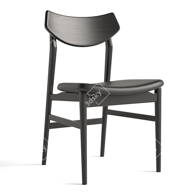 Sophisticated Rebecca Chair: Oak Wood Frame, Black Leather Seat 3D model image 1