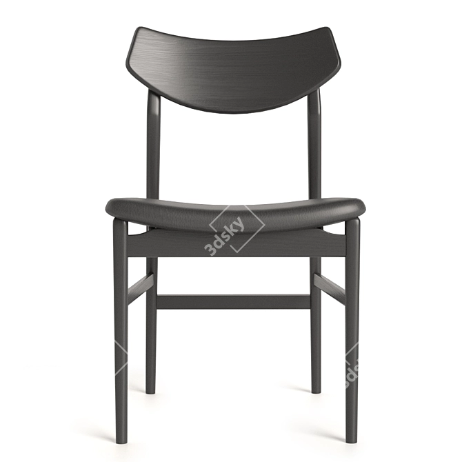 Sophisticated Rebecca Chair: Oak Wood Frame, Black Leather Seat 3D model image 3