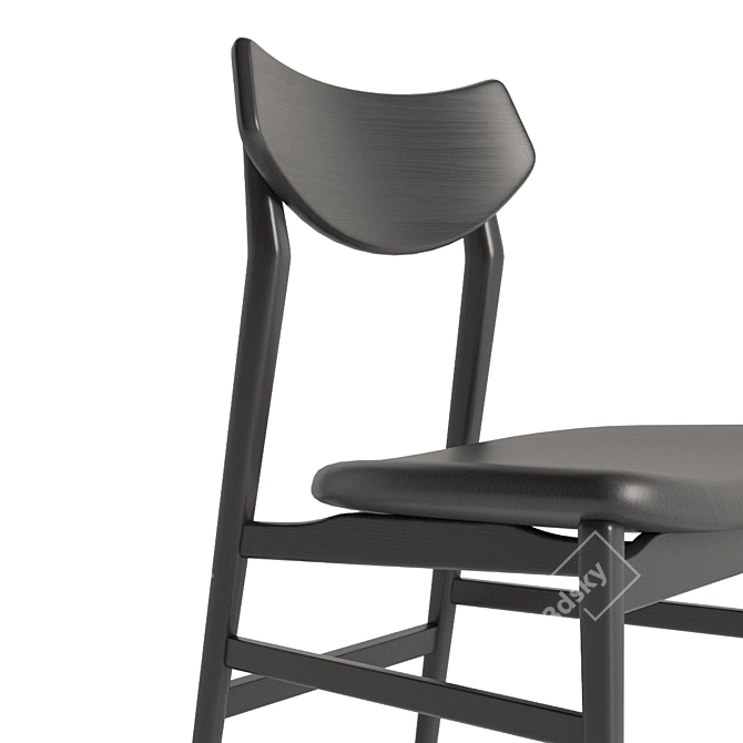 Sophisticated Rebecca Chair: Oak Wood Frame, Black Leather Seat 3D model image 4