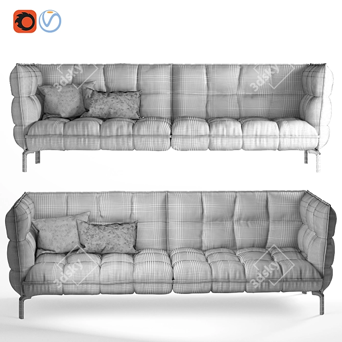 Modern Upholstered Husk Sofa 3D model image 2