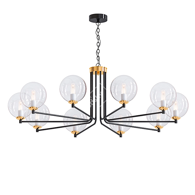 Contemporary Linear Shaded Chandelier 3D model image 1