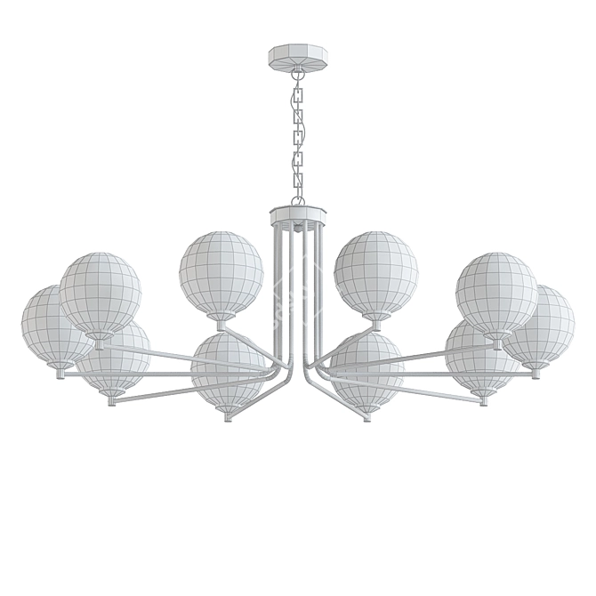 Contemporary Linear Shaded Chandelier 3D model image 2