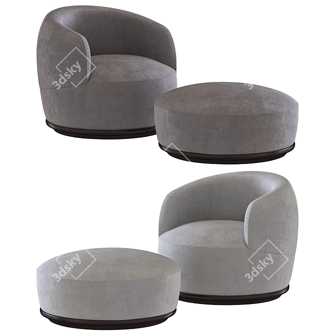 Sleek Orbit Armchairs 3D model image 2