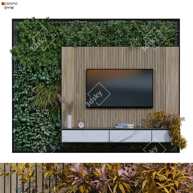 Modern TV Wall Set 209 3D model image 1