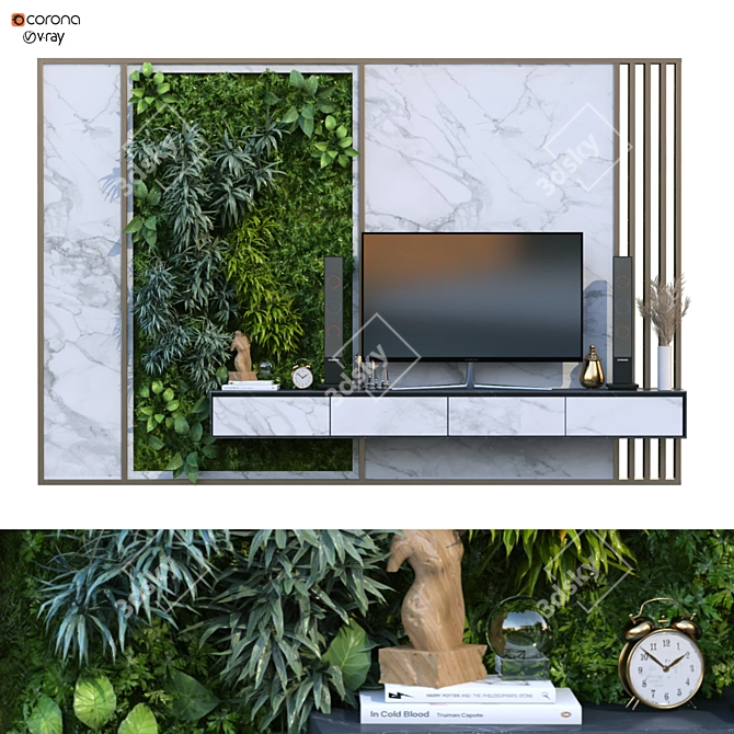 TV Wall Set: 210 Modern Style 3D model image 1