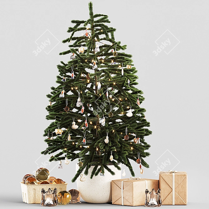 Festive Tree with Ferm Living Decor 3D model image 2